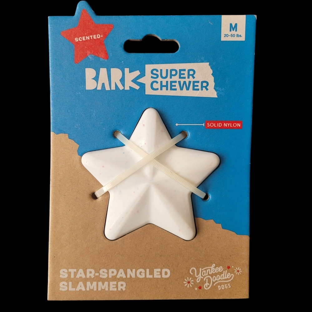 Nwt! Bark Star Spangled Slammer Scented Nylon Super Chewer Medium Dogs 20-50 lbs